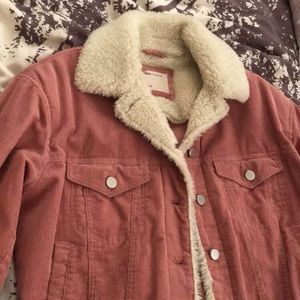 Corduroy Pink Teddy Collar Jacket